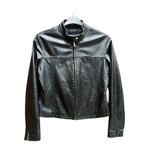 Vintage Maxima Wilson, Leather Black Zip Leather Moto Jacket SZ L